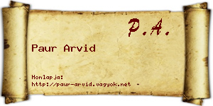 Paur Arvid névjegykártya